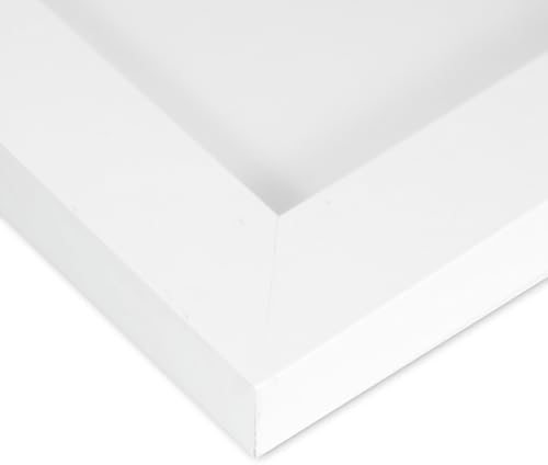 Muzilife White 12x16 Wood Picture Frame with Mat, Real Glass Cover, 1 Pack