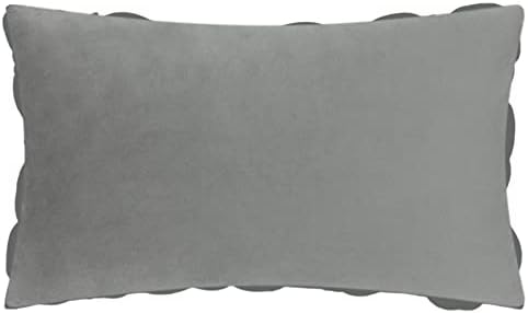 KINGROSE Handmade 3D Flower Pillow Cover, Velvet, 12 x 20 Inches, Grey