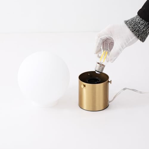 Gold Table Lamp for Nightstand with Frosted Glass Globe Lamp Shade, Mid Century Modern Bedside Lamp with Gold Metal Base, Small Nightstand Lamp Side Table Lamp for Bedroom Living Room Entryway