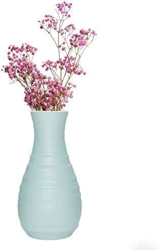 2 Pack Composite Plastics Flower Vase, Unbreakable Ceramic Look Vase for Home Decor Centerpieces, Arranging Bouquets (Green)