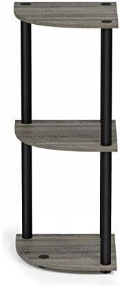 Furinno TURN-N-TUBE Corner Shelf, 3-Tier Corner Bookshelf, Display Storage Shelves with Open Shelves, for Organization and Storage, Living Room, Home Office, Garage, French Oak