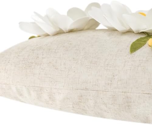 OiseauVoler 3D Flower Lumbar Throw Pillow Covers 12x20 Inch White