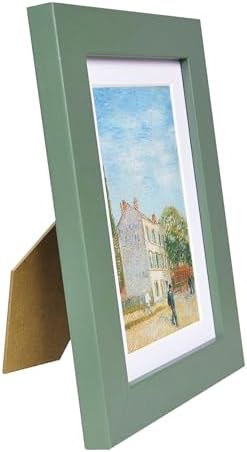 Muzilife Green 5x7 Wood Picture Frame with Mat, Real Glass Cover, 4 Pack