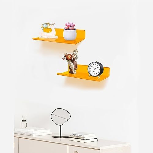 ROYALITA 2-Pack Small Acrylic Shelves Wall Mounted, 12 in Display Shelves