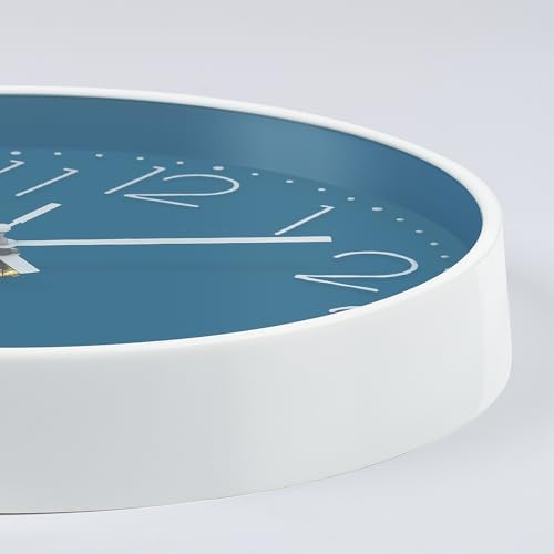 Lafocuse 12 inch Modern Analog Cerulean Blue Wall Clock Battery Operated