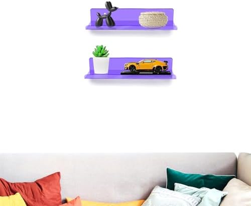 ROYALITA 2-Pack Small Acrylic Shelves Wall Mounted, 12 in Display Shelves