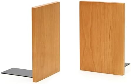 Pandapark Wood Decorative Bookends,Non-Skid Bookend for Shelves,Heavy Duty Bookends,Book Stand for Books/CDs,1 Pair (Cherry Master)