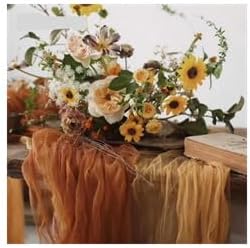 Rust Cheesecloth Table Runner Cheese Cloth Wedding Birthday Party Decor | 10Ft Fall Rustic Boho Gauze Farmhouse Bridal Baby Shower Holiday Dining Tea Party Home Table Decorations Terracotta 10 Pack