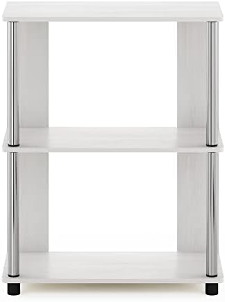 Furinno Jaya Simple Design 3-Tier Bookcase / Bookshelf / Display Rack with Stainless Steel Tubes, White Oak