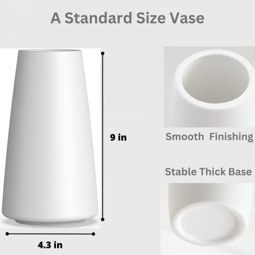 Premium Quality Large Ceramic Vase - 9 Inch Flower Vase for Home, Farmhouse, Modern, Bohemian Decor