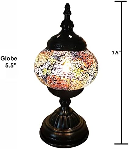 SILVERFEVER Handcrafted Mosaic Turkish Lamp Moroccan Glass Table Desk Bedside Light Bronze Base with E12 Bulb (Calm Pastels)