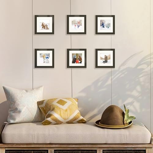 upsimples 6x6 Picture Frame, Gallery Glass Photo Frames Set of 3, Black