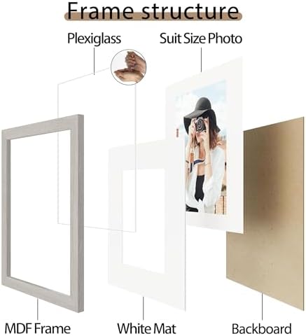 Picrit 11x17 Picture Frame Set of 12, Modern Gallery Wall Frames, Gray