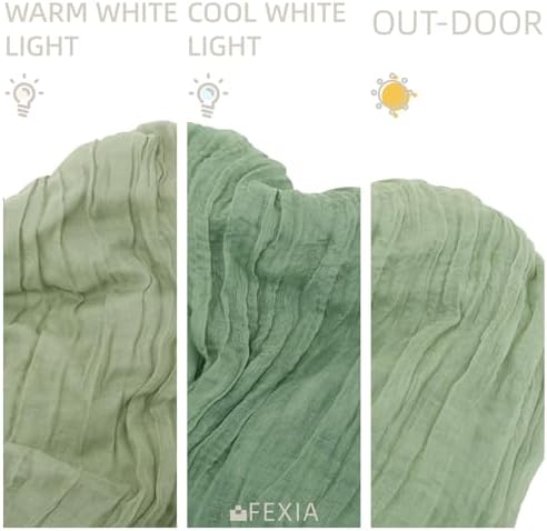 FEXIA 3Pcs Sage Green Cheesecloth Table Runner for Baby Shower Decoration