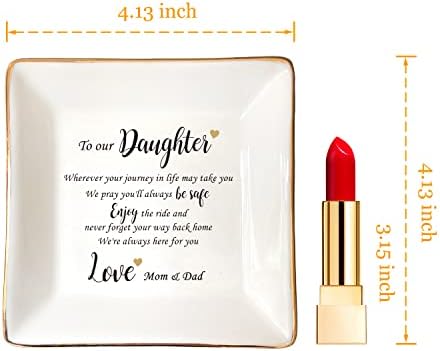 HOME SMILE Engagement Wedding Gifts for Daughter From Parents,Daughter Ringt Dish Jewelry Tray-Birthday,Valentine Christmas Gifts for Daughter From Mom and Dad