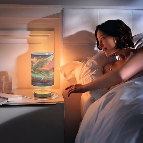 ALAZA Blossom Unicorn Horse Decor Bedside Table Lamp with USB Port for Bedroom Nightstand Office Desk LED Bulb Included