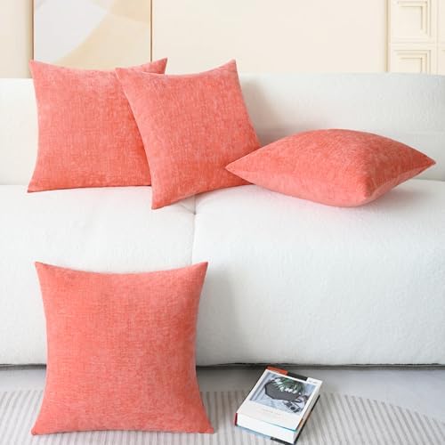 CaliTime Decorative Couch Throw Pillow Covers 18 X 18 Inches Living Coral