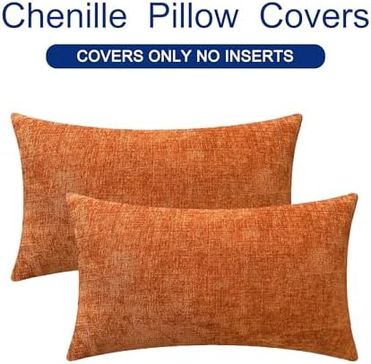 CaliTime Fall Decorative Throw Pillow Covers 20 X 12 Inches Burnt Orange