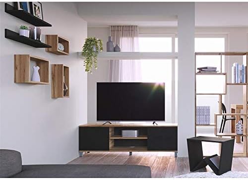 Mobili Fiver, Set of 3 Rectangular Cube Shelves, Giuditta, Ashwood Black, Made in Italy