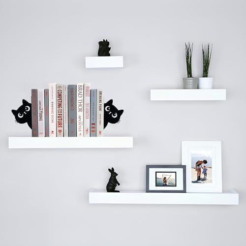 Bookends Metal Cat Book Ends, 1 Pairs Cute Bookends for Shelves Decorative for Home Office Desk Bookshelf Decor (Black, Cartoon)