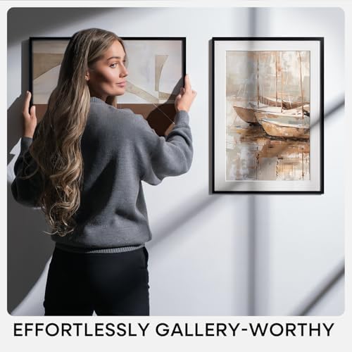 Homeforia A5 Black Picture Frame, High-End Metal, A6 Mat, Glass