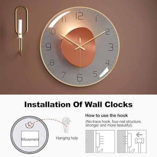 ErgoCar Silent Modern Art Deco Metallic Wall Clock - Non-Ticking & Suitable for Living Room & Bedroom