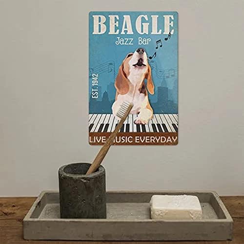 Rovsiogne Signs Beagle Dog Jazz Bar Tin Metal Hanging Props Home Wall Art Decor 8 x 12 inches