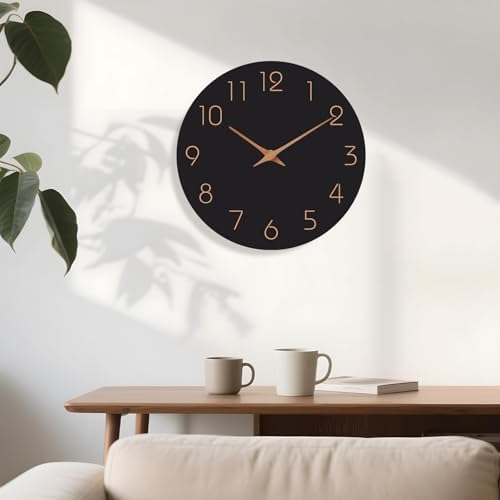 Mosewa Wall Clock 14" Battery Operated Silent Non-Ticking Simple Minimalist