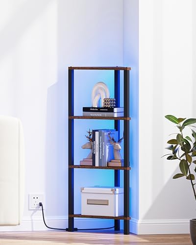 TUTOTAK Corner Shelf, 4-Tier Corner Bookshelf for Small Space
