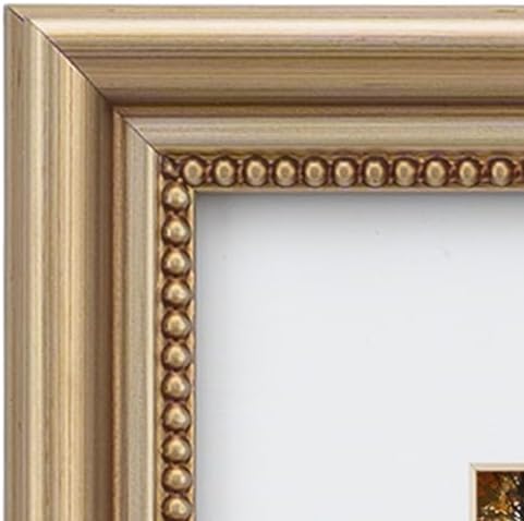 5x7 Wooden Ornate Champagne Brass Picture Frames,Beaded Inner Border, Wall Mount/Table Top, Mat for 4x6 Photos, Set of 2