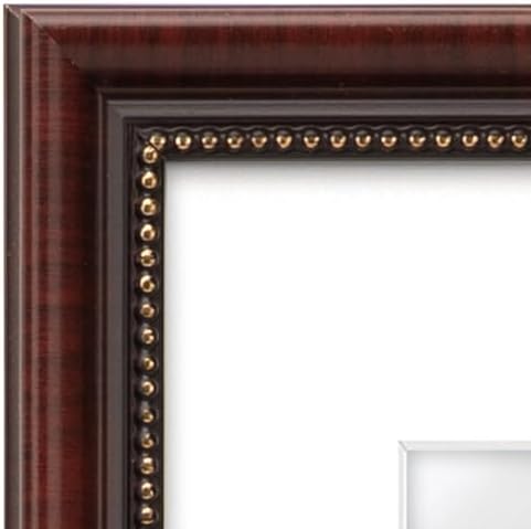 Ornate Cherry Wooden Vintage Picture Frames, 5x7 inches, Beaded Inner Border, Wall Mount/Table Top, Mat for 4x6 Photos, Set of 2