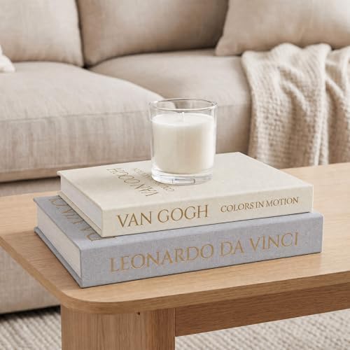 MAOBUYOU Decorative Linen Book Set of 2, Faux Book Storage Box, Coffee Table and Bookshelf Decor