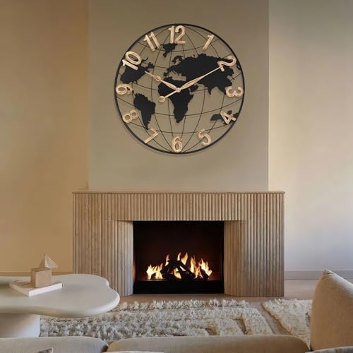 Pytha Sight 30 Inch Large Extra Giant Oversized Arabic World Map Wall Clock