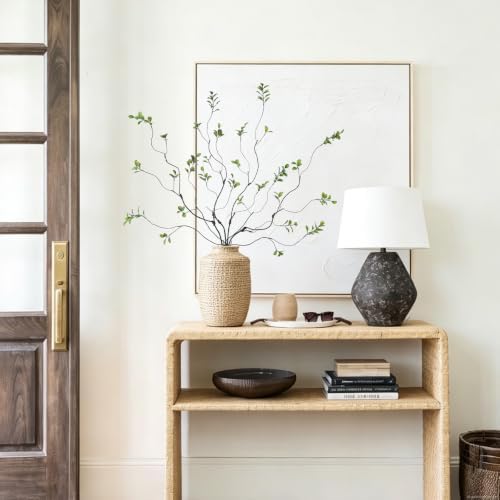 4 Pcs 38.5" Tall All-Green Artificial Branches with Leaves, Realistic Faux Ficus Greenery Stems, Bendable Fake Plant Twigs for Tall Floor Vases, Home Centerpiece, Office & Spring Decor