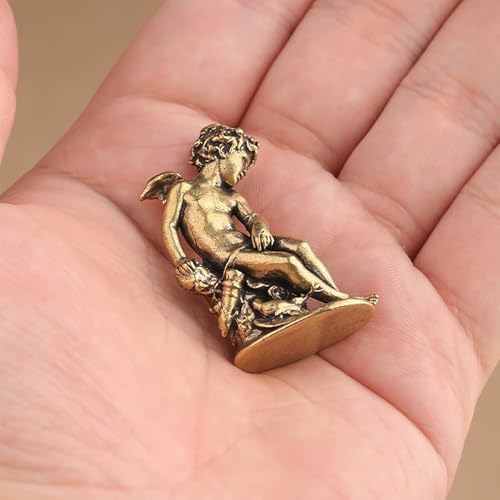 Copper Cupid Angel Figurines Statues Cute Wings Cherubs Sculpture Portable Mini Size Home Decorations Office Desk Decor Table Ornament Gift for Lover Kids Boy Girl Friends