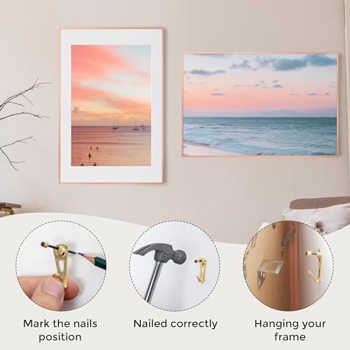 20x30 Metal Picture Frame with 16x24 Mat, Brushed Aluminum Finish, Tempered Glass Front, and Attached Hanging Hardware - Versatile Wall Display Frames for Vertical or Horizontal Orientation(Gold, Pack