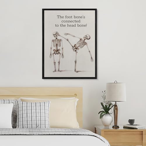 Vintage Anatomy Framed Wall Art Funny Skeleton Art Poster Wall Decor | Humorous Anatomy Print Painting Home Dorm Bedroom Decoration 11.5x15 Inches