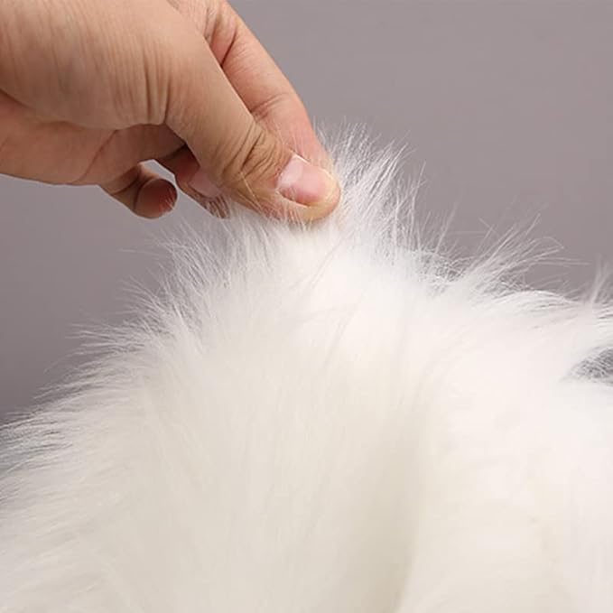 2Pack 12’’ Small Faux Fur Cushion Fluffy Plush Area Rug Photo Props | Small Product Photo Background for Tabletop Photography, Luxury Jewelry, Nail Art, Home Decor (Round, White + Pink)