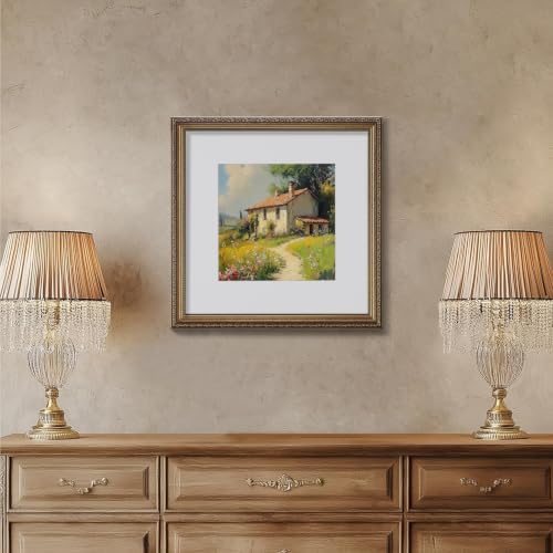eletecpro 12x12 Vintage Picture Frame, Glass Cover, Bronze Gold, 2-Pack