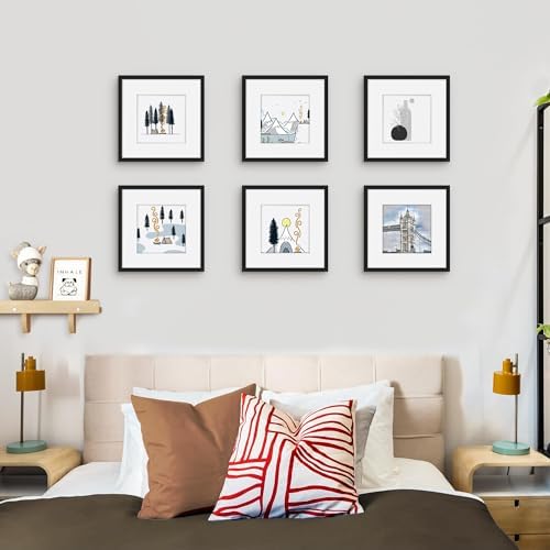 Picrit 12x12 Picture Frame Set of 12, Modern Gallery Wall Frames, Black