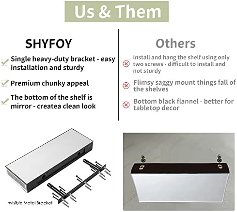 SHYFOY Mirrored Floating Shelves with Bling Accents, Set of 2