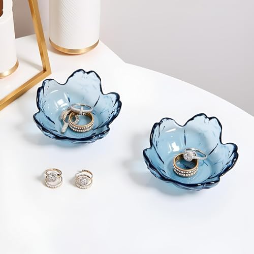 Crystal Blue Flower Ring Dish Jewelry Tray