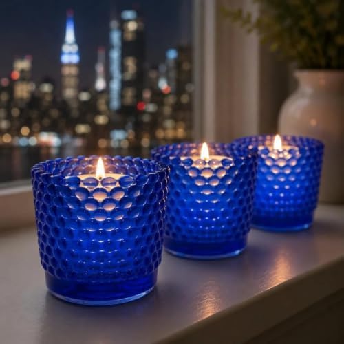 Richland Votive Candle Holders Hobnail Blue Set of 12