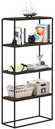 Furinno Moretti 2-Tier Metal Frame Storage Shelves, Columbia Walnut