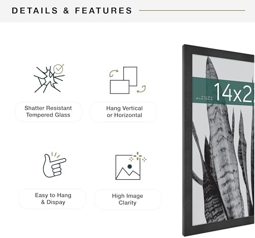 MCS Studio Gallery Poster Frame, 14x22, Black Woodgrain, 1-Pack