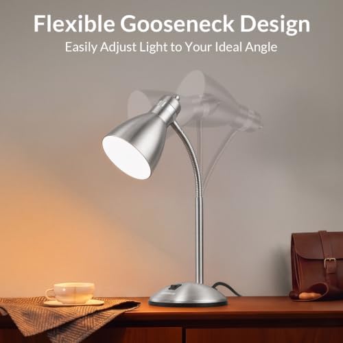 LEPOWER Metal Desk Lamp, Adjustable GooseNeck Reading Light for Bedroom