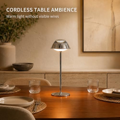 VIOA TL14 Wireless LED Table Lamp Modern Chrome Set of 2