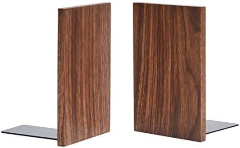 Pandapark Wood Decorative Bookends,Non-Skid Bookend for Shelves,Heavy Duty Bookends,Book Stand for Books/CDs,1 Pair