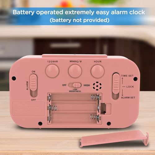 Peakeep Night Light Digital Alarm Clock Battery Operated Indoor Temperature