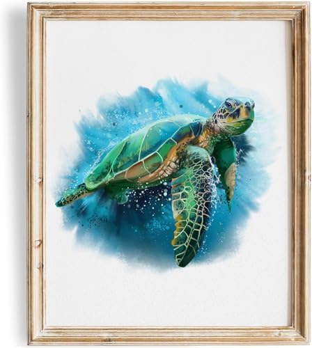 DREAM BIG PRINTABLES Sea Turtle Art Print - Unframed - 11x14 | Beach Wall Decor | Bathroom Decor | Farmhouse Dcor | Bathroom Decor's Wall Art
